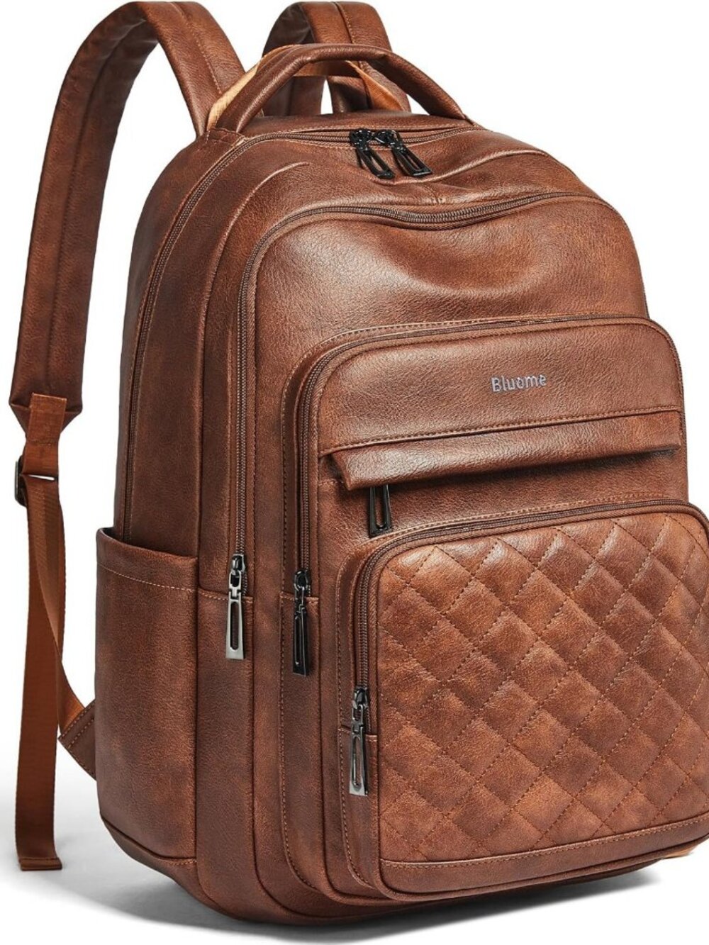 Stylish Vegan Leather Work Backpack for Laptops 15.6"-17", Multi-Pocket Travel